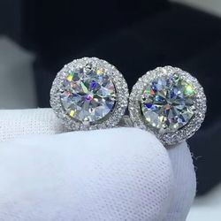 1 CT Earrings 6.5mm Diamond Earrings Moissanite