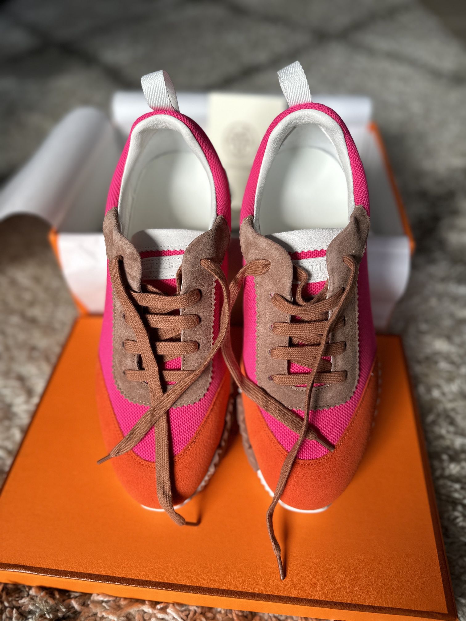Hermès Pink and Orange Bouncing Sneakers at 1stDibs  hermes bouncing  sneaker, pink and orange sneakers, hermes pink sneakers
