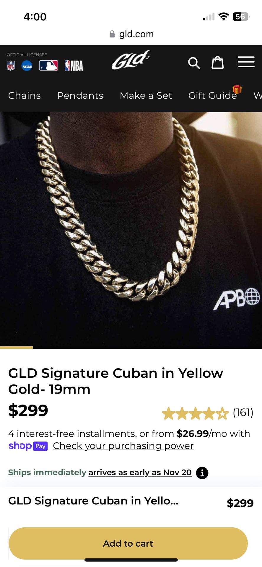 Gold cuban 19mm