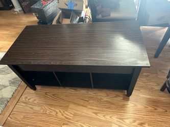 Folding coffee/laptop table with storage