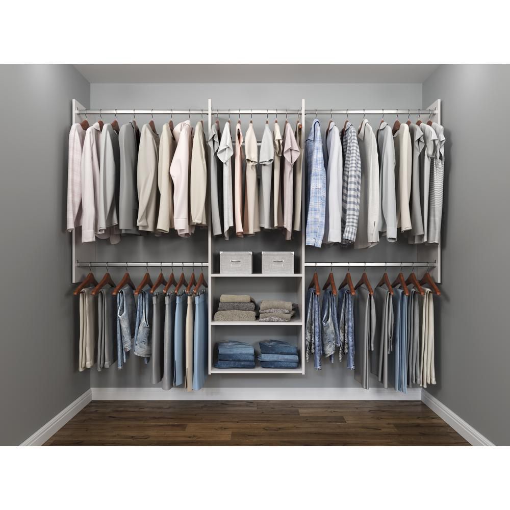 14 in. D x 96 in. W x 72 in. H Classic White Wood Deluxe Starter Closet Kit