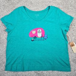 Escape by Habitat Tee Womens XL Blue Gone Glamping Short Sleeve Relaxed Fit 