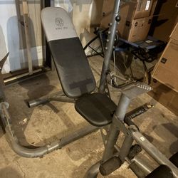 Workout Bench And Bar. Bowflex Machine And Ab Chair 