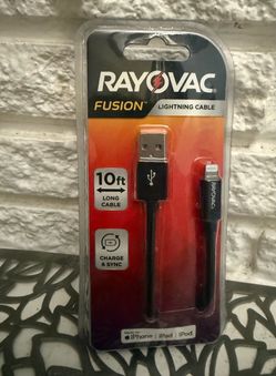 Rayovac Fusion 10ft Lightning to USB Charge & Sync Cable, Black Matte