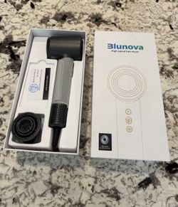 Blunova Hair Dryer, 110,000 RPM High-Speed Brushless Motor, Negative Ionic Blow Dryer with Magnetic Nozzle,