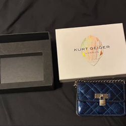 Kurt Geiger Shimmering Navy Quilted Mini Bag