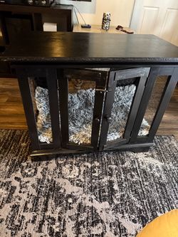 Black Wood Dog Crate Furniture Table