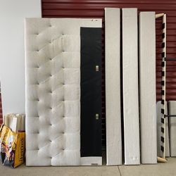 King Adelaide Retro Modern Fabric Upholstered Platform Bed Light Beige - Baxton Studio