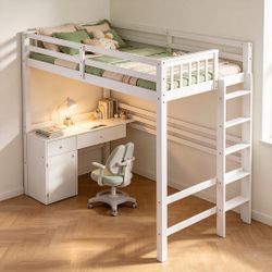 Kaynath Twin Loft Bed With Built-In-Desk & Cabinet by Harriet Bee