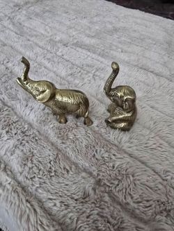 Brass Elephant Figurines Set of 2
