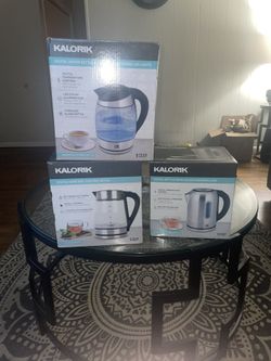 Kalorik 7-Cup Electric Kettle ,Kalorik Glass Water Kettle with Blue LED Lights, Kalorik 1.7L Rapid Boil Electric Kettle with Blue LED,