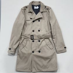 TOPMAN Men's Trench Brown/Tan Coat Men’s Size M 100% Cotton 