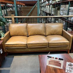Tan Camel Top Grain Leather Couch Sofa - Newport 