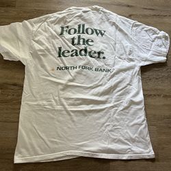 Hanes Follow The Leader North Fork Bank White Tshirt Men’s Size XL  