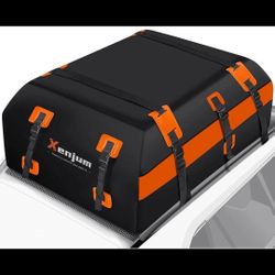 Used  Car Rooftop Cargo Carrier Roof Bag Waterproof for All Top of Vehicle with/Without Rack Includes Topper Anti-Slip Mat + Reinforced Straps