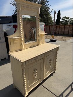 Antique Eastlake Style Mirrored Buffet Cabinet / Sideboard
