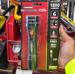 Husky 1800 lumen rechargeable flashlight