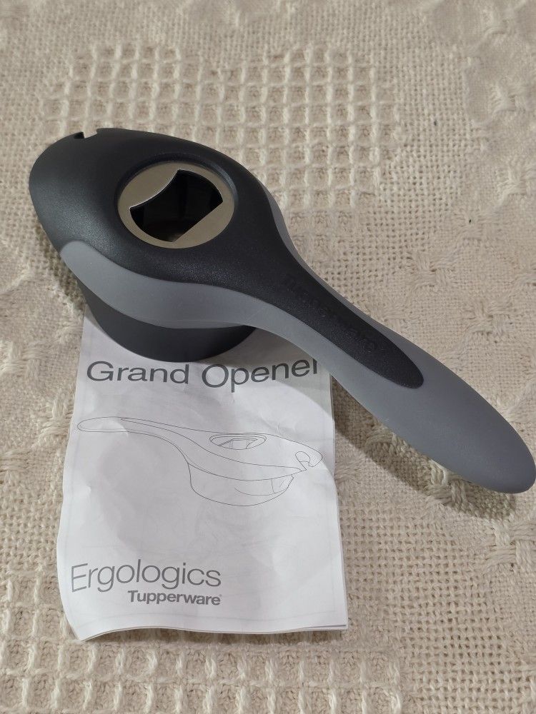 NOS Tupperware Grand Opener Gadget Kitchen Ergologics Gray Black #1285 HTF
