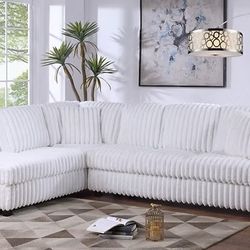 Sectional Sofa and Pillows White 