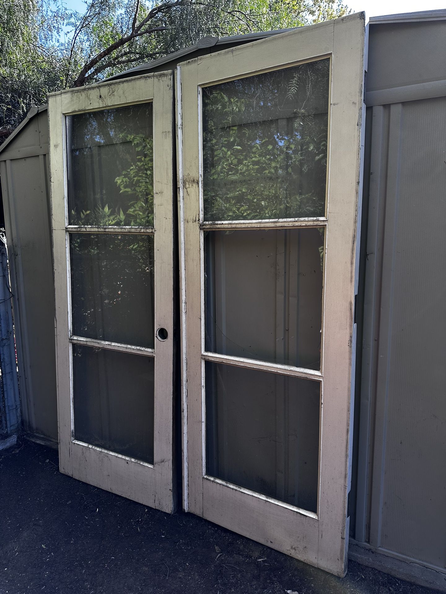 Solid Good Wood Vintage French Doors - See Description For More Information 