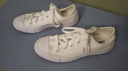 Converse All Star Low Top White Sneakers Shoes Men's 3, Women's 5 - Never Worn