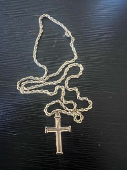 14k Cross Pendant 10k Rope Chain Necklace