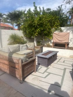 FREE outdoor couch, tv stand, TV and daybed