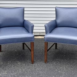 Pair Of Two Tone Mid Century White Modern Arm Chairs