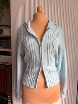 Wild Fable Light Blue Cable Knit Zip-Up Hoodie