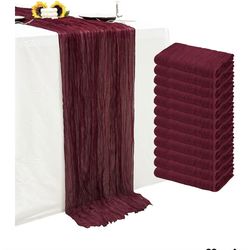 30 pack  Wine Red Table Runner 10Ft Burgundy Cheesecloth Table Runners Long Cheese Cloth Table Runners for Wedding Party Bridal Shower new