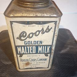 Vintage Original Coors Malted Milk Tin Container 