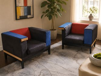 Mondrian De Stijl Style Club Chairs – Set of 2