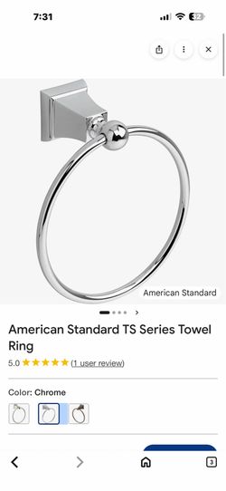 BRAND NEW AMERICAN STANDARD TOWEL RING TS SERIES IN POLISHED CHROME