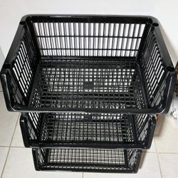 Container Store 3 Stackable Plastic Baskets: 20”W x 16”D x 29”H-$5 each