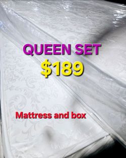 QUEEN SET $189 ** MATTRESS AND BOX SPRING