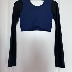 Ivy Park Long Sleeve Active Crop Top. Color: Navy Blue & Black. Size: Small. Never Used.