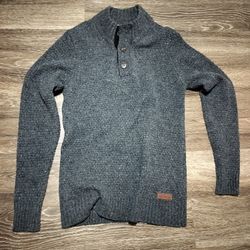 Sherpa Adventure Gear Men's Medium 100% Merino Wool 1/4 Button Sweater Grey