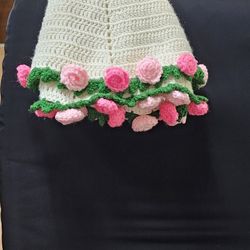Pink Rose Caplet Crochet Handmade