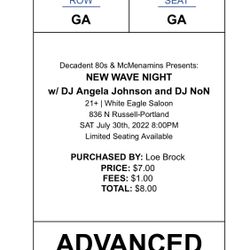 New Wave Night At White Eagle 2 Tickets
