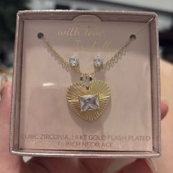  cubic zirconia 14kt gold flash plated 16 Inch Necklace brand New