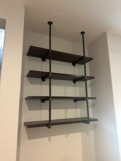Industrial Pipe & Wood Floating Shelf Unit
