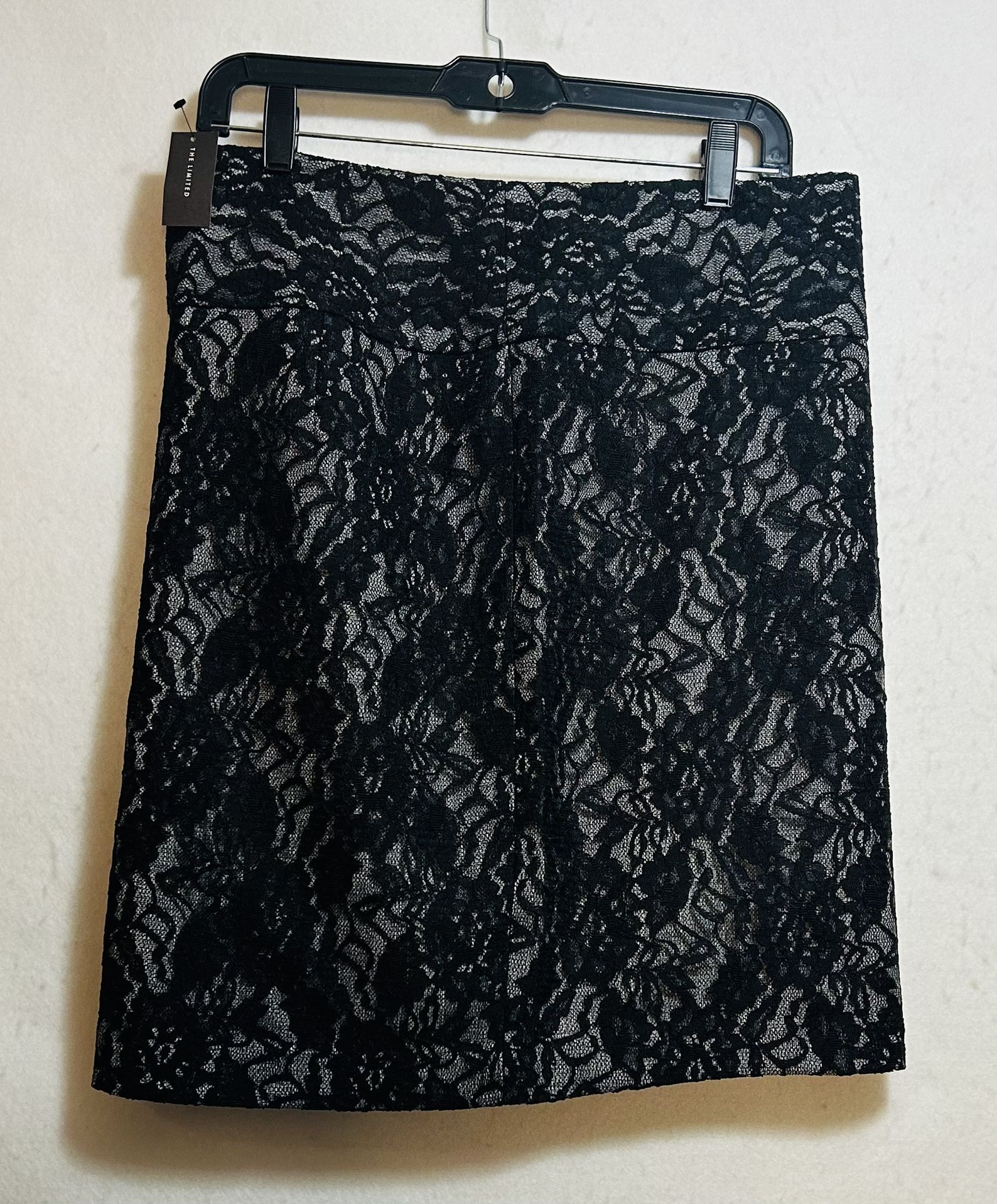 The Limited Pencil Skirt Womens Black Lace Career Size 8 Rear Zipper. NEW!