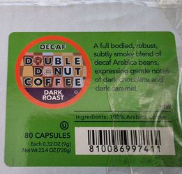 Double Donut Coffee Decaf Dark Roast 80 K-Cups