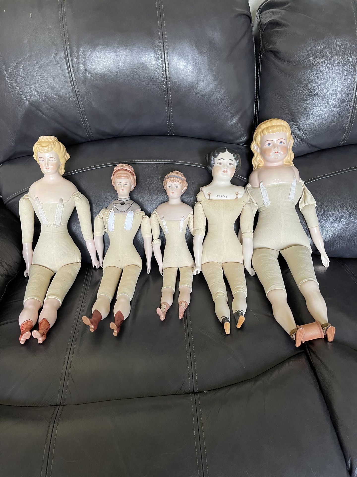 5 Vintage Porcelain Dolls