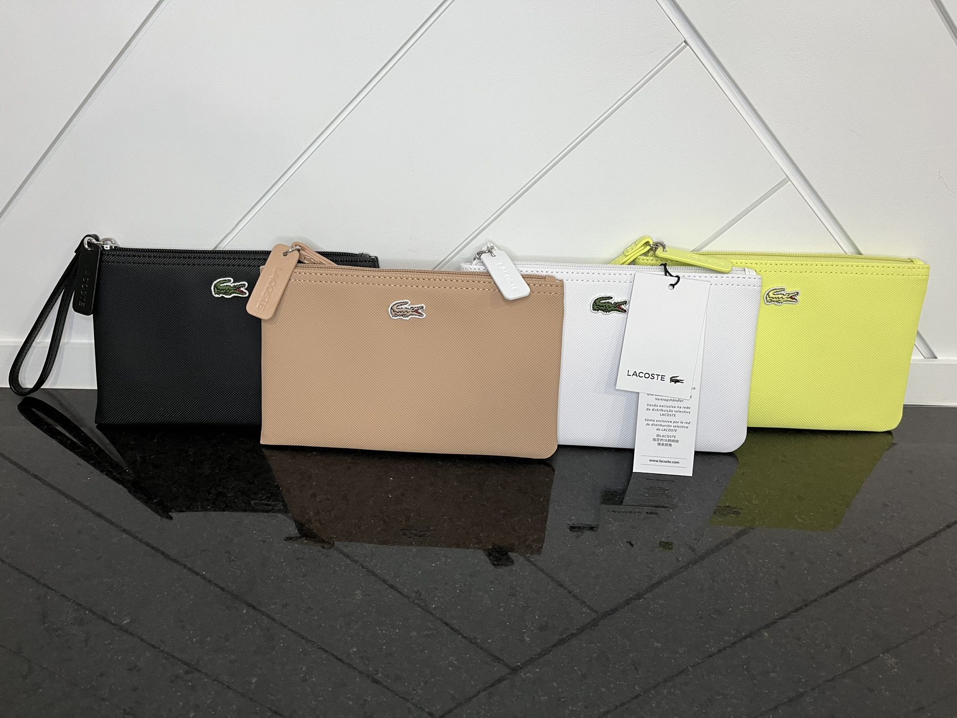 LACOSTE Clutch Purse Two Color Options LEFT White Or Lime for