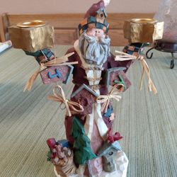 Whimsical Santa Tapered Candle Holder 