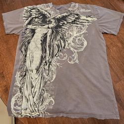 Vintage Angel Wing T Shirt Grey Large L