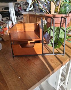 MCM Teak/Mahogany Wood Desk Organizer