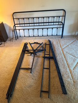 Black Metal Bed Frame with Headboard