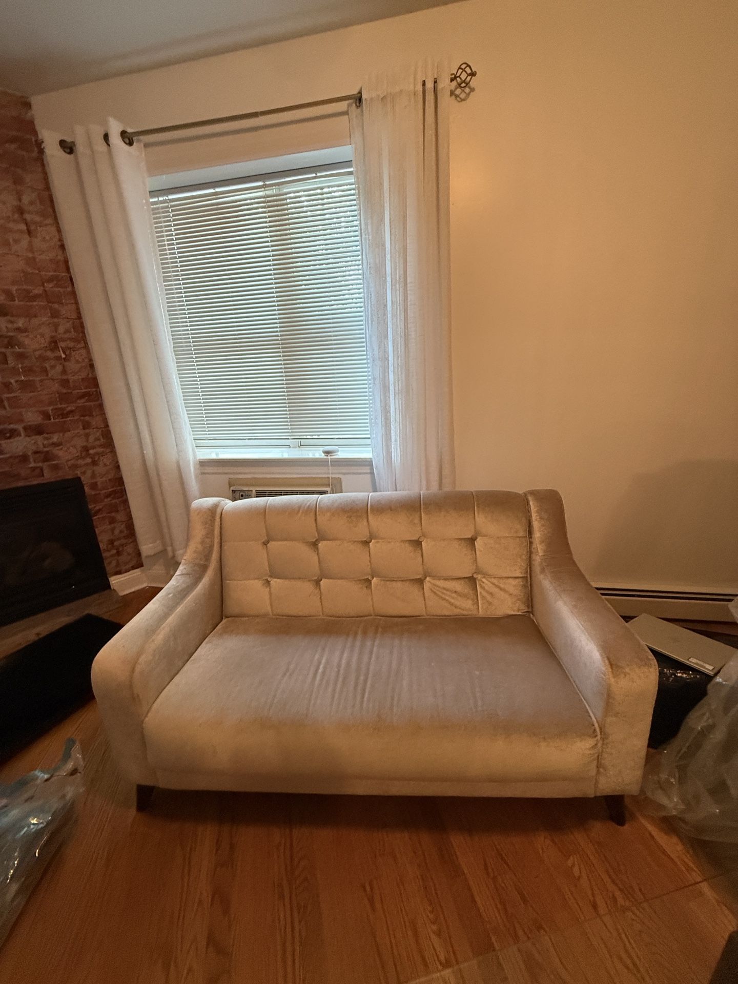 Silver velvet sofa (Love seat)